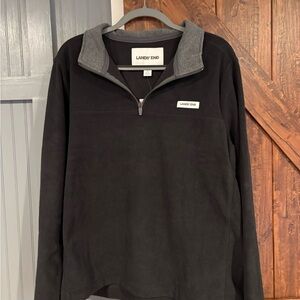 Lands' End Men's Black and Gray Zip-Up Sweater